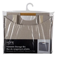 Truu Design Modern and Sleek Two-Compartment Beige Magazine Storage Bin with Bamboo Handle