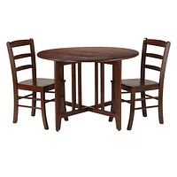 Winsome Alamo 3-Piece Round Drop Leaf Table with 2 Ladder Back Chairs - 94305