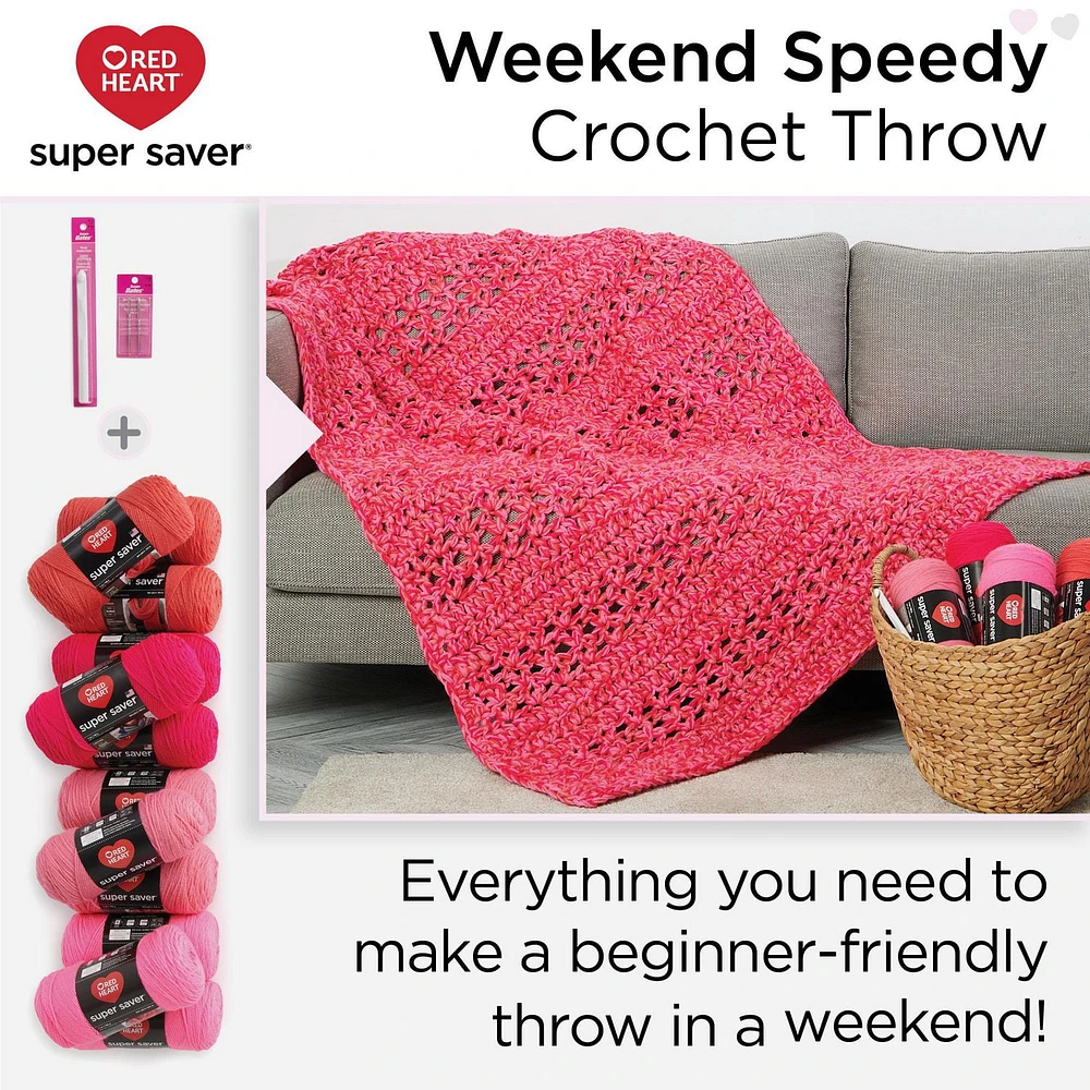 Red Heart® Weekend Speedy Crochet Throw Kit - 12 skeins