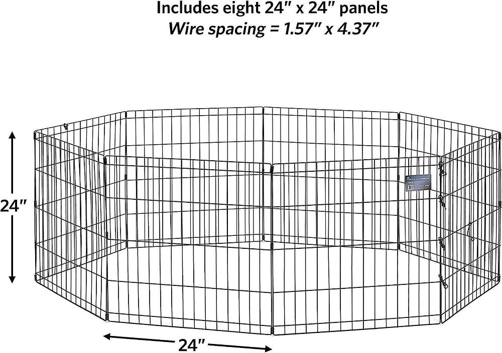 MidWest Black Foldable Exercise Dog Pen 8 Panels
