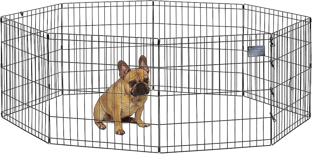 MidWest Black Foldable Exercise Dog Pen 8 Panels
