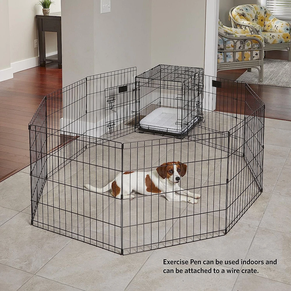 MidWest Black Foldable Exercise Dog Pen 8 Panels