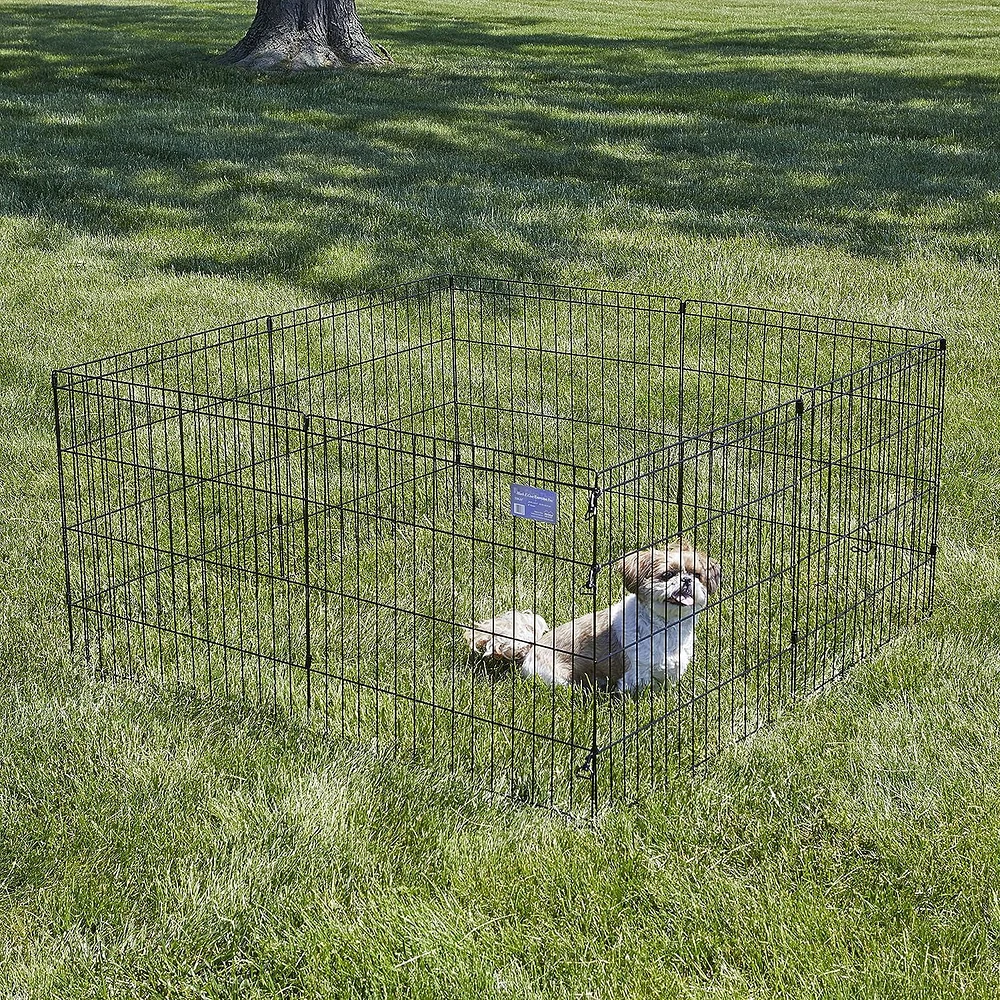 MidWest Black Foldable Exercise Dog Pen 8 Panels