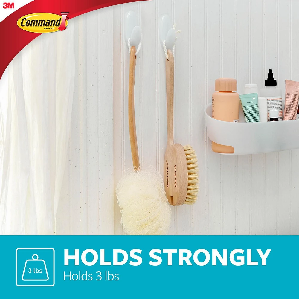 Command™ Bath Hooks BATH18-EF, Medium, Frosted, 3 lb (1.4 kg), 2 Hooks, 2 Water-Resistant Strips, Command™ Bath Hooks BATH18-EF