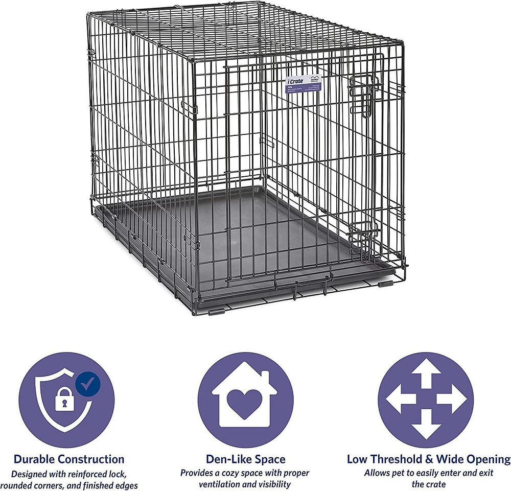 Midwest iCrate Caisson à chien pliable en métal noir