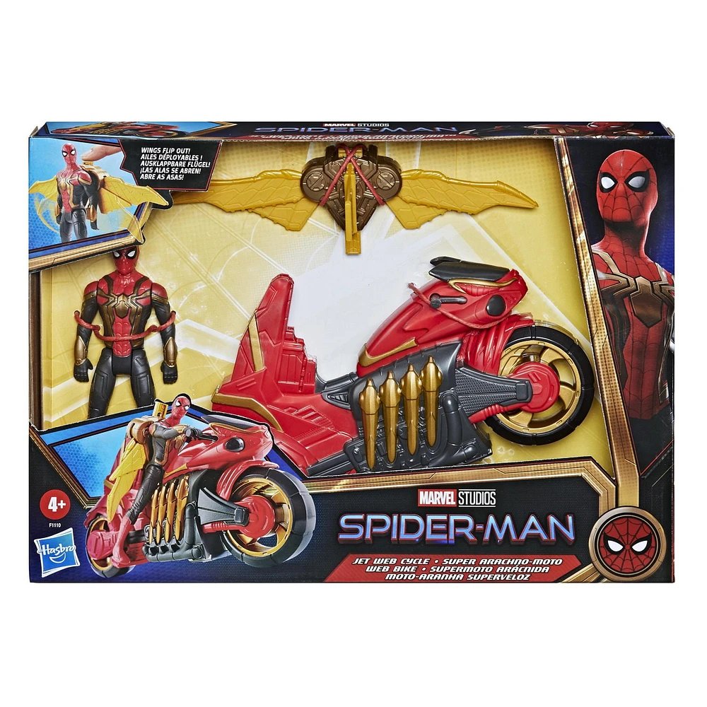 Marvel Spider-Man 6-Inch Jet Web Cycle Vehicle and Detachable Action Figure Toy With Wings, Spider-Man Movie-Inspired, For Kids Ages 4 and Up