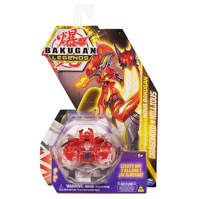 Bakugan Legends, Nova Dragonoid X Nillious Light Up Bakugan Action Figures, 1 Character Card and Metal Gate Card, Kids Toys for Boys Ages 6 and Up