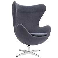 Plata Decor Egg Lounge Chair - Grey Fabric and Chrome Base