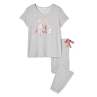 George Plus Women's Hacci Jersey Tee and Jogger 2-Piece Set