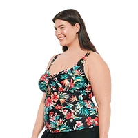 Krista Plus Women's Crossover Sweetheart Neckline Tankini Swim Tops