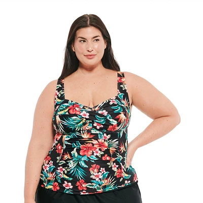 Krista Plus Women's Crossover Sweetheart Neckline Tankini Swim Tops