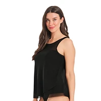 Krista haut de maillot bain tankini évasé en maille à col pour femme