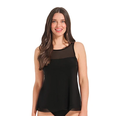 Krista haut de maillot bain tankini évasé en maille à col pour femme