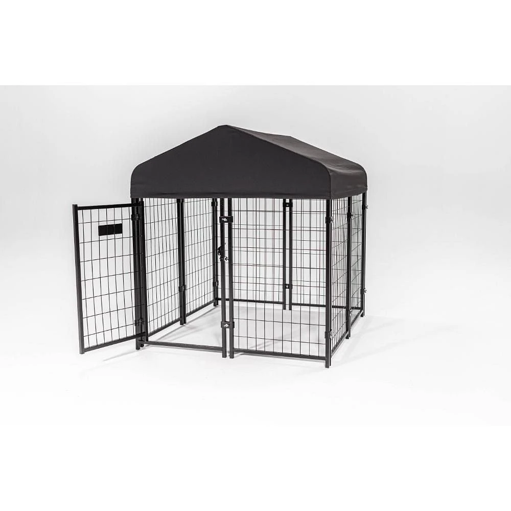 Lucky Dog ® STAY Series™ Studio 4ft x 4ft x 4’4in Jr. Kennel, Steel Grey