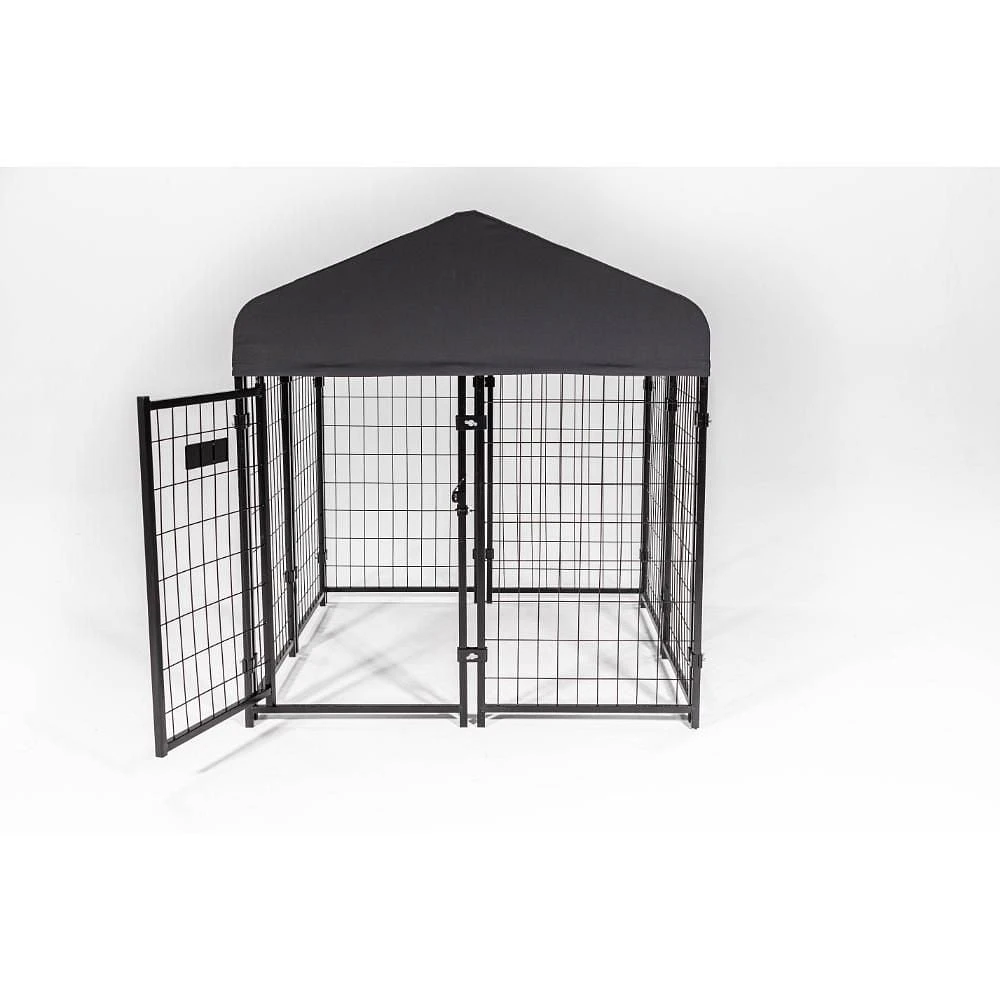 Lucky Dog ® STAY Series™ Studio 4ft x 4ft x 4’4in Jr. Kennel, Steel Grey