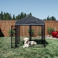 Lucky Dog ® STAY Series™ Studio 4ft x 4ft x 4’4in Jr. Kennel, Steel Grey