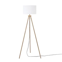 Shelly 60" Faux Wood Floor Lamp with White Linen Shade