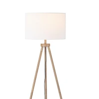 Shelly 60" Faux Wood Floor Lamp with White Linen Shade