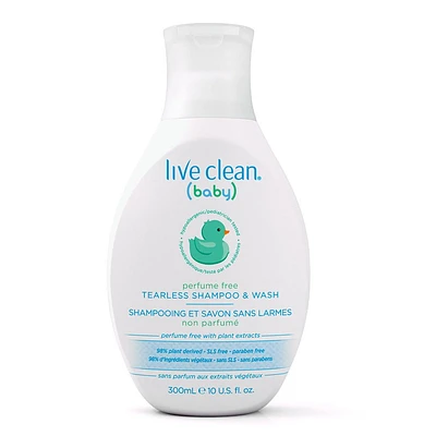 Live Clean Baby Perfume Free Tearless Shampoo & Wash, 300 mL