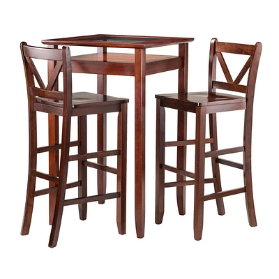 Winsome Halo 3pc Pub Table Set with 2 V-Back Stools-94586