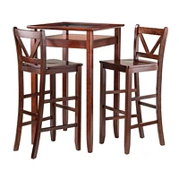 Winsome Halo 3pc Pub Table Set with 2 V-Back Stools-94586