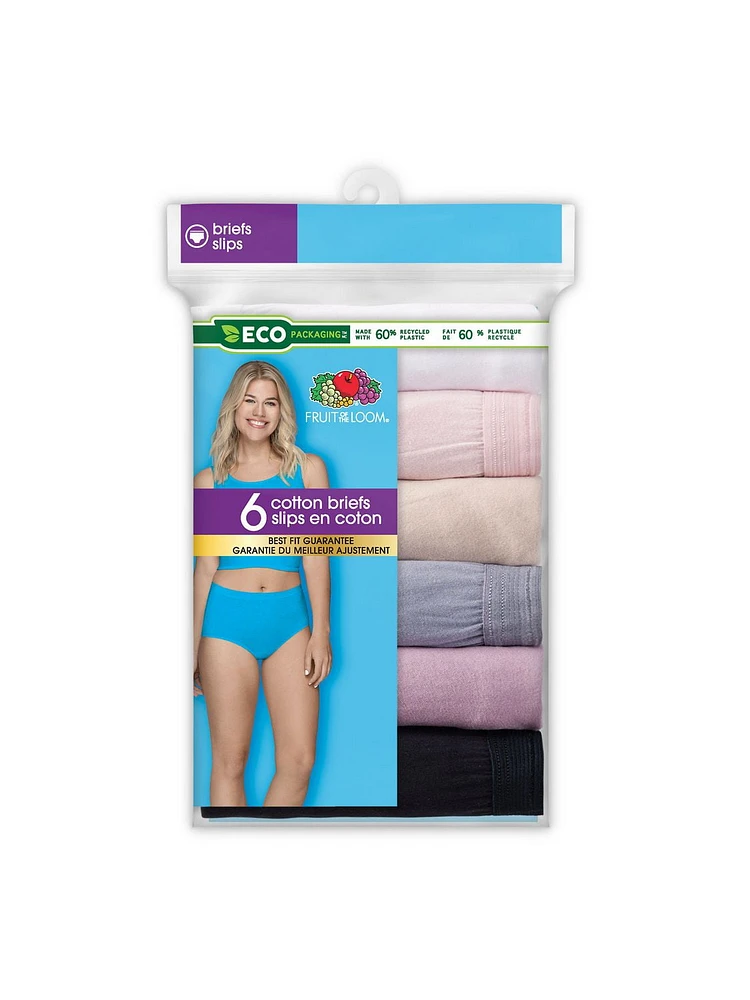 Culottes en coton Fruit of the Loom pour femmes, paquet de 6 Taille : 5 - 8