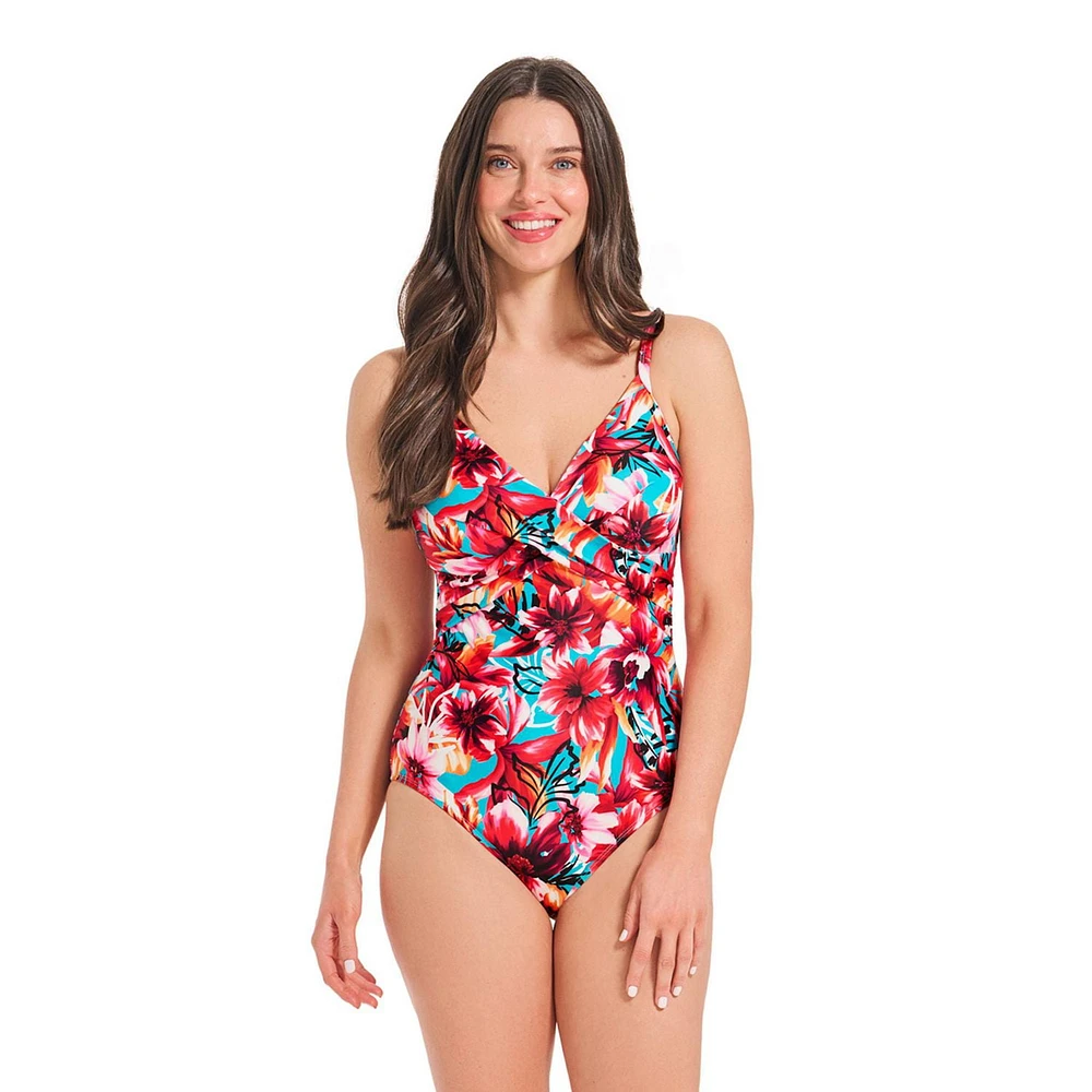 Krista Maillot de bain une pièce à col en V croisé pour femme