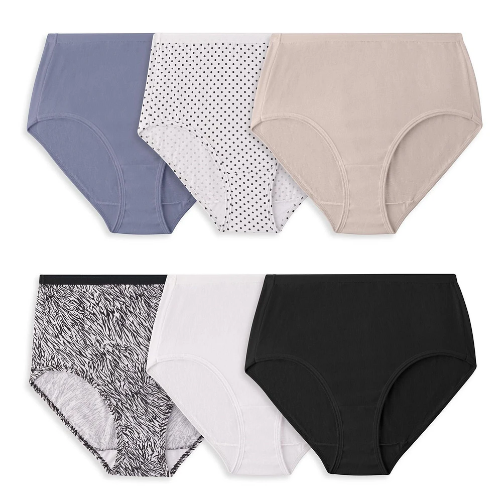 Fruit of the Loom Women's Cotton Briefs, 6-Pack, Sizes 5 - 8