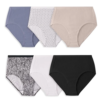 Fruit of the Loom Women's Cotton Briefs, 6-Pack, Sizes 5 - 8