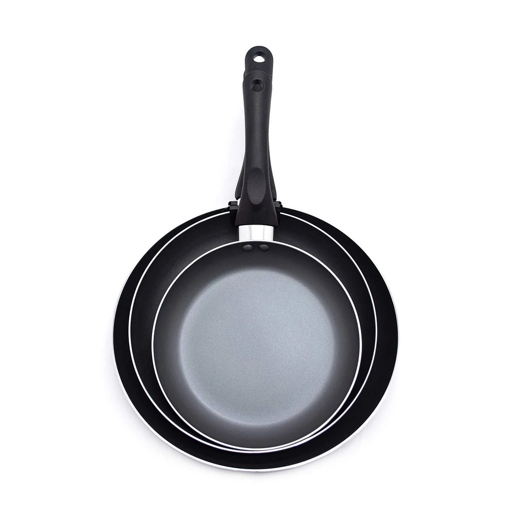 Starbasix Set of 3 Fry Pans: 20cm (8"), 24cm (9.5") & 28cm (11"), Non-stick coating