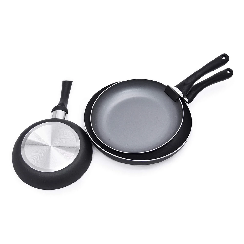 Starbasix Set of 3 Fry Pans: 20cm (8"), 24cm (9.5") & 28cm (11"), Non-stick coating