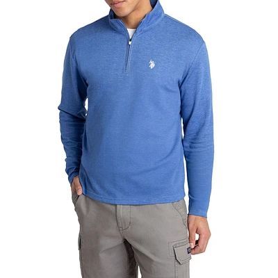 U.S. Polo Assn. Men's Quarter Zip Long Sleeve Interlock Pullover