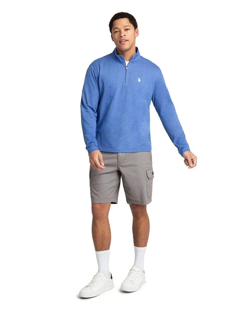 U.S. Polo Assn. Men's Quarter Zip Long Sleeve Interlock Pullover