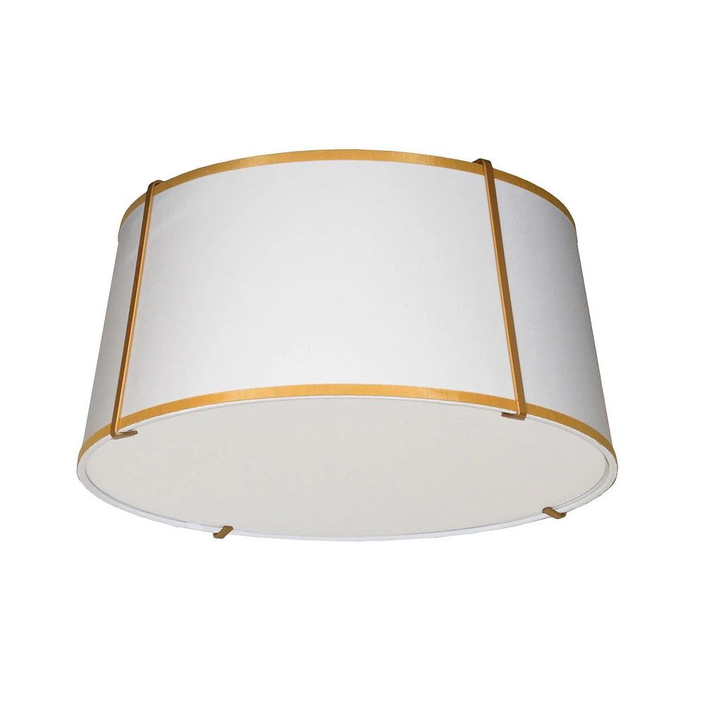 Dainolite TRA-3FH-GLD-WH 3 Light Gold Flush Mount