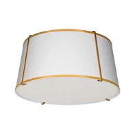 Dainolite TRA-3FH-GLD-WH 3 Light Gold Flush Mount