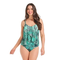 Krista Maillot de bain une pièce à volants et encolure dégagée pour femme