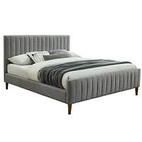 Modern Fabric 60" Queen Platform Bed in Light Grey