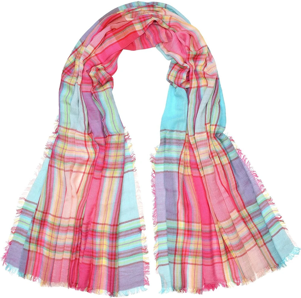 V. Fraas Ladies Plaid Woven Wrap - Pink