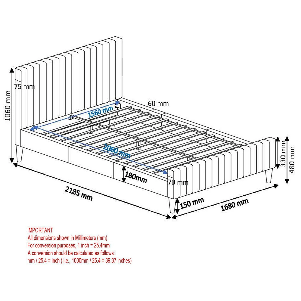 Modern Fabric 60" Queen Platform Bed in Light Grey