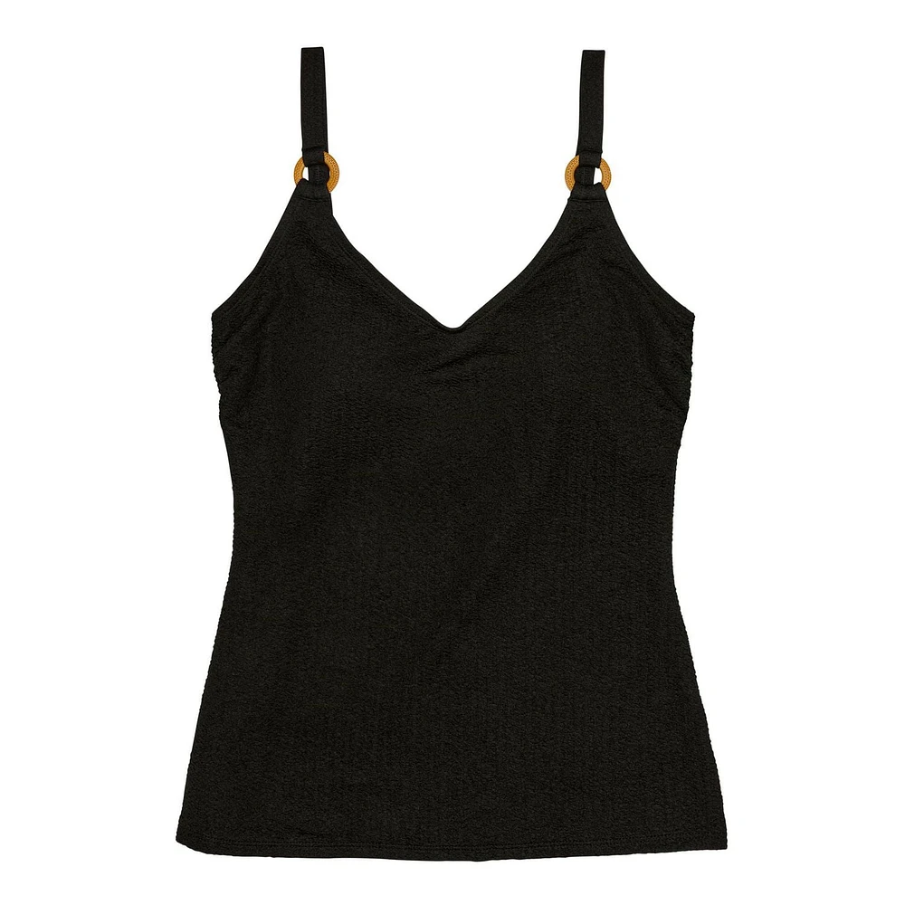 Krista Haut de maillot de bain texturé tankini à encolure dégagée et bretelles ajustables pour femmes