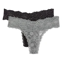 Lot de 2 tangas en dentelle No Boundaries pour femmes Tailles P-TTG