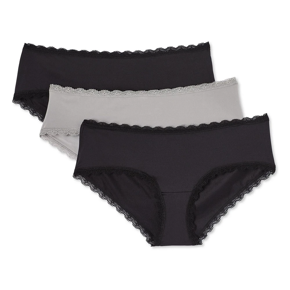 Culottes à taille basse en microfibre avec franges dentelle George pour femmes, paquet de 3 Tailles P TG