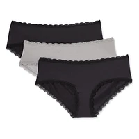 Culottes à taille basse en microfibre avec franges dentelle George pour femmes, paquet de 3 Tailles P TG