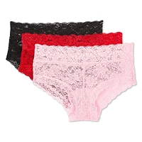 Lot de 3 culottes à taille basse en dentelle George pour femmes Tailles P TG