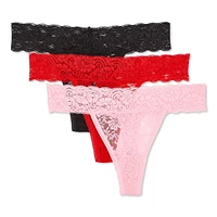 George Women's Lace Thongs 3-Pack