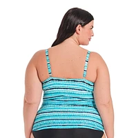 Krista Plus Haut de maillot de bain croisé tankini à col en V pour femme avec bretelles ajustables et soutien de la poitrine