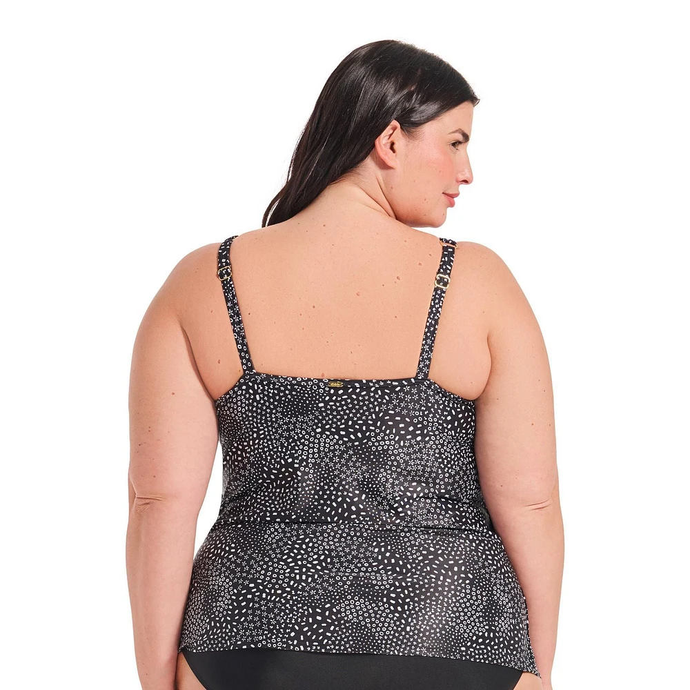 Haut de tankini évasé à col montant et empiècement en maille pour femme Krista Plus