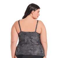 Haut de tankini évasé à col montant et empiècement en maille pour femme Krista Plus