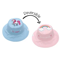 FlapJackKids - Chapeau de soleil réversible pour bébés, enfants et petites - Arc-en-ciel et licorne - UPF 50+