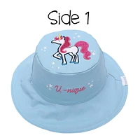 FlapJackKids - Chapeau de soleil réversible pour bébés, enfants et petites - Arc-en-ciel et licorne - UPF 50+